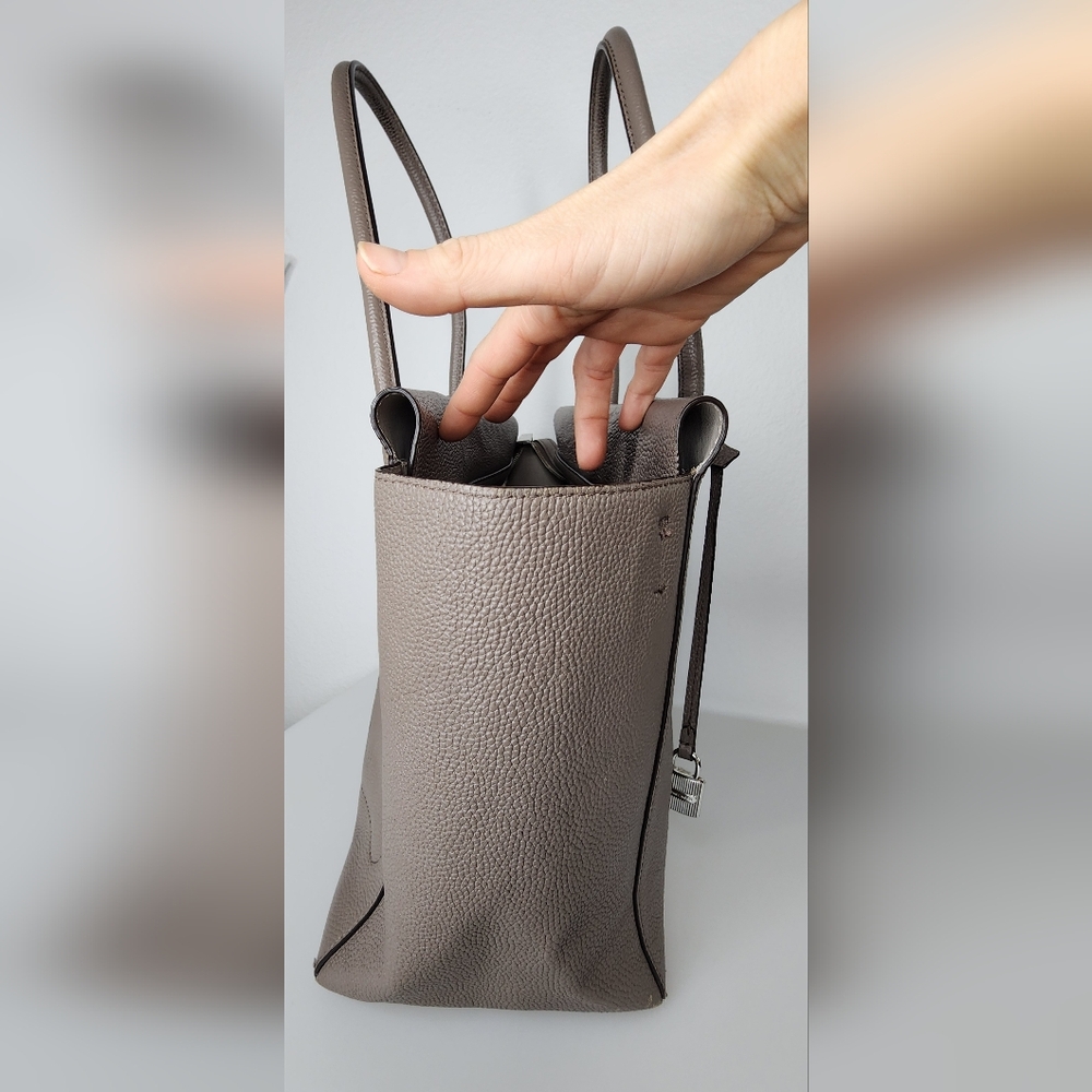 Michael Kors Studio Mercer Large Satchel Tote CINDER Leather Gray Taupe - Picture 4 of 11